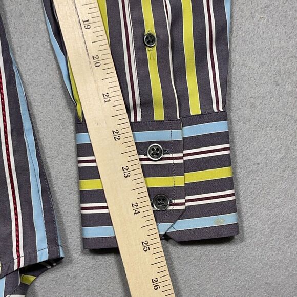 Robert Graham Shirt Men Size Medium‎ Striped Button Up Flip Cuff Colorful - Picture 9 of 14